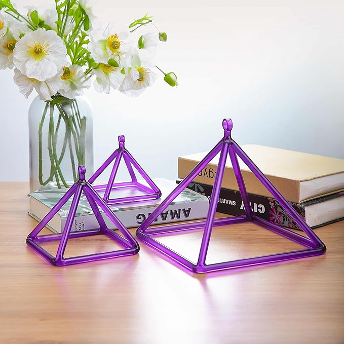 TOPFUND 6" Purple Crystal Singing Pyramid Sound Therapy Instrument with Carrying Case and Quartz Suede Mallet
