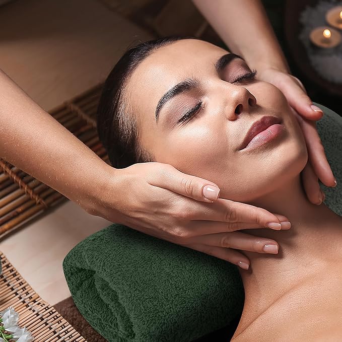 Utopia Towels Cotton Bleach Proof Salon Towel 16 by 27 inches, Bleach Safe Gym 100% Cotton Hand Towel, 24 Pack, Forest Green