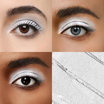Longwear Cream Eye Shadow Sticks(65 Snowflake Shimmer), Smudge-Proof, Waterproof Eyeshadow,Silky Formula Glitter With Makeup Brush,Pure White