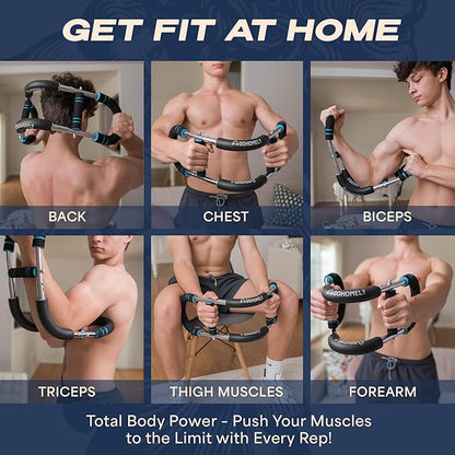 Twister Arm Trainer 20/60 & 40/90 lbs - Adjustable Chest, Arm & Upper Body Workout Bar for Home Gym Strength Training - Silent Resistance Power Twister by GOHOMELY