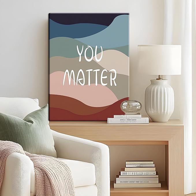 YHCTHT You Matter Canvas Wall Art – Framed Inspirational Positive Affirmation Wall Decor, Motivational Painting Artwork Prints for Bedroom, Home Office, or Meditation Room – 12x16in