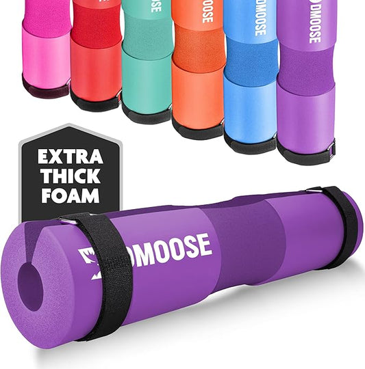 DMoose Fitness Barbell Pad for Hip Thrust, Squat & Lunges - Non-Slip Thick Foam Cushion for Neck and Back Support with Two Straps - Hip Thrust Pad for Leg Day - Fits All Olympic Bars and Smith Machine