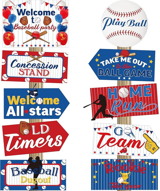 Epakh 20 Pieces Baseball Party Decorations Welcome Sign Decorations Sign for Birthday Baby Shower Party Supplies