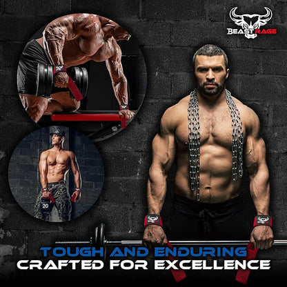 BEAST RAGE Lifting Wrist Straps for Weightlifting, Weight Lifting Straps Gym Grip Power Workouts Lifting Straps Padded Cotton Men Women Wrap Lift Deadlift Straps Hard Pull Exercise