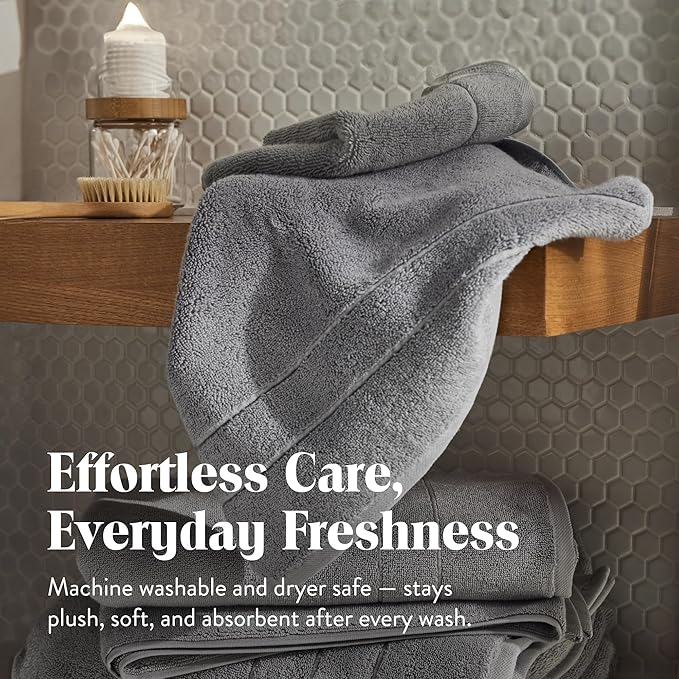 Brooklinen Super-Plush Turkish Cotton Hand Towels Set of 2 Cotton, 820 GSM, Highly Absorbent, Machine Washable, Perfect for Home & Bathroom (20"x30", Smoke Gray)