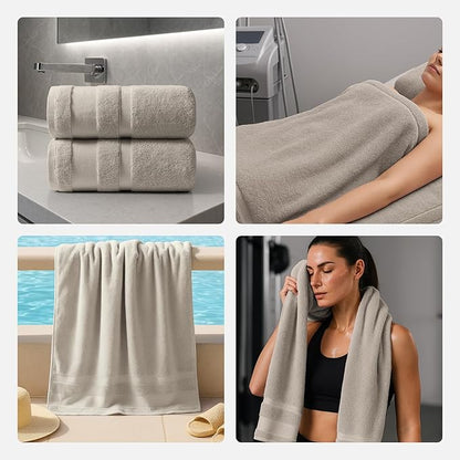 REDKISS 100% Cotton Bath Towels Set of 2, Extra Large Bath Sheets 35 X 70 Inches, 800 GSM, Quick Dry, Ultra Soft & Super Absorbent Bathroom Towel Sets for Bathroom, Gym, Spa, Pool & Hotel, Camel