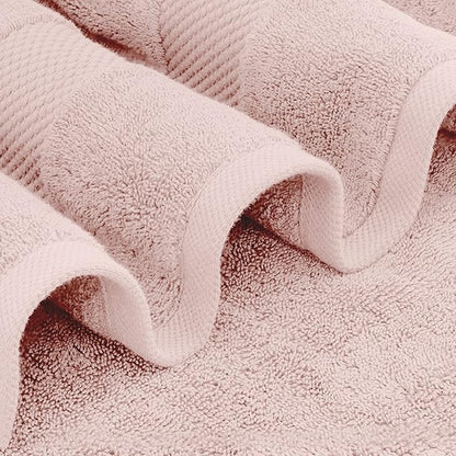 White Classic Pink 650 GSM Cotton Bath Sheet Towel - Extra Large 35x70, Luxury Soft, Highly Absorbent, Quick Dry, 2 Pack