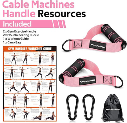 RENRANRING Gym Exercise Handles, Replacement Handle Attachments for Cable Machine Pulleys, Resistance Band and Strength Trainer, Pull Down Workout Accessories, Home Gym Add On Equipment