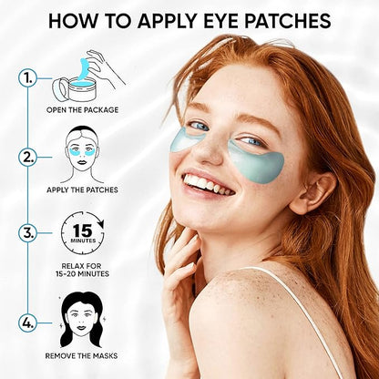 Under Eye Patches for Puffy Eyes, Dark Circles, Dull Skin - Natural Moisturizing Support - Help with Wrinkles and Fine Lines - Under Eye Mask with Hyaluronic Acid, Collagen, Caffeine - 30 Pairs