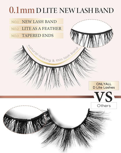 Onlyall Wispy Lashes Natural Look Short Eyelashes Lite Volume False Eyelashes Natural Lashes Soft False Eye Lashes Pack 7 Pairs D4
