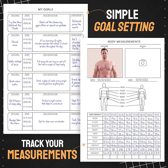 Nextnoid Hardcover Fitness & Food Journal - Workout & Meal Planner Notebook for Men & Women - A5 Sturdy Food Log Journal to Track Diet, Gym & Home Workouts - Green