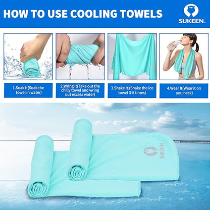Sukeen [4 Pack Cooling Towel (40"x12"),Soft Microfiber Chilly Towel for Yoga,Sport,Running,Gym,Workout,Camping,Fitness,Workout & More Activities