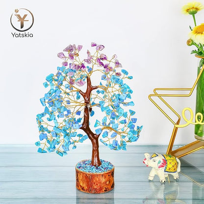 YATSKIA Amethyst and Turquoise Crystal Tree of Life - Crystal Decor - Spiritual Gifts - Crystals Gifts for Women - Gemstones and Crystals