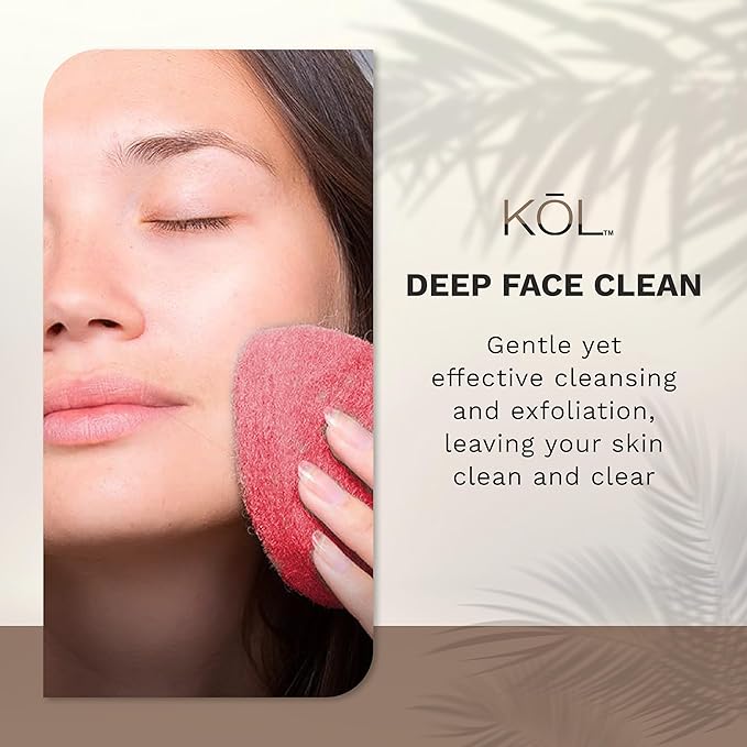 KOL Face Scrubber, Rose Infused Exfoliating Facial Cleansing Pads, Disposable Exfoliator Face Sponge for Daily Cleaning and Makeup Removal, 6 Count