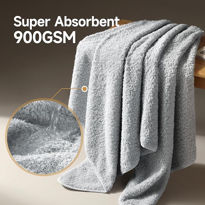 REDKISS Ultra-Plush Bath Towel Set - 900GSM Premium Thick Cotton for Bathroom & Spa, Super Absorbent Bath Sheets with No Shedding (2-Piece Bath Twoel Set for Adults, Luxury Hotel & Home Use)-Blue lime