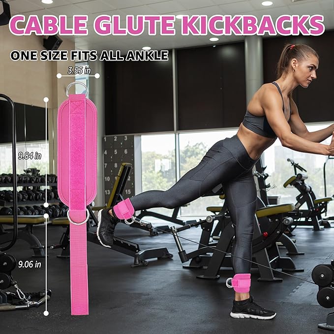 Fitness Ankle Straps for Cable Machine, Kickbacks Glute Workouts, Lower Body Exercises, Adjustable Leg Straps with Neoprene Padding Men Women