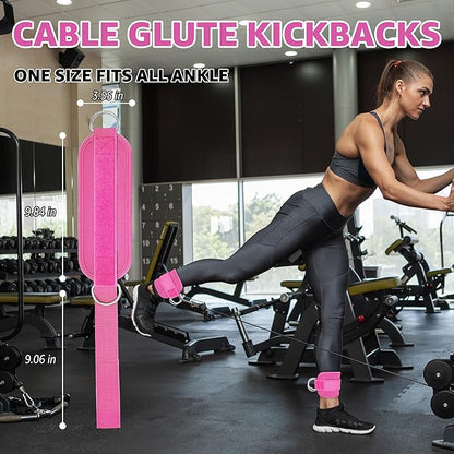 Fitness Ankle Straps for Cable Machine, Kickbacks Glute Workouts, Lower Body Exercises, Adjustable Leg Straps with Neoprene Padding Men Women