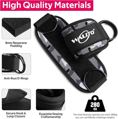 WALITO Gym Ankle Straps for Working Out - Glute Ankle Cuff Kickback Strap, Gym Cable Machine Accessories for Women Glute Leg Extensions, Hip Abductors & Lower Body Exercises Equipment