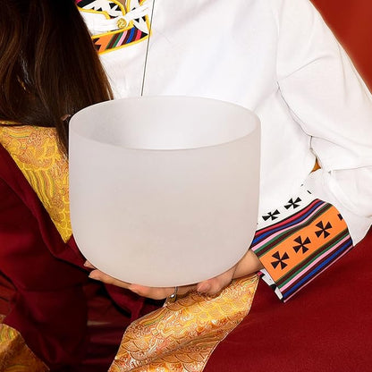 TOPFUND A Note Crystal Singing Bowl Third Eye Chakra 8 inch with Heavy Duty Carrying Case and Suede Mallet