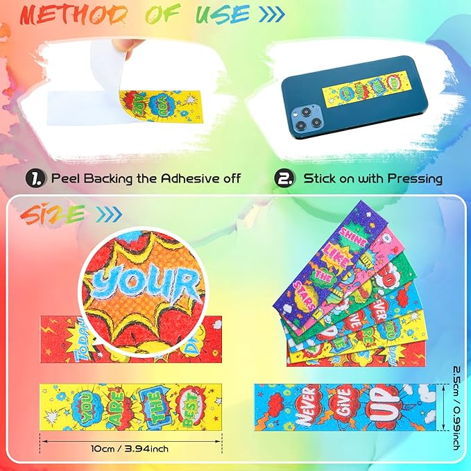 36 Pcs Anxiety Sensory Stickers Mental Health Stickers Fidget Textured Strips Toys Adhesive Tactile Calm Relief Items for Adults Desk School Counselor Classroom(Hero Style)