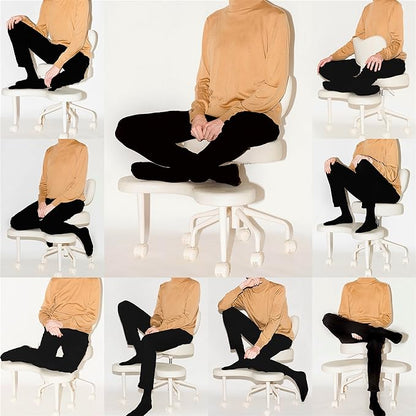 Meditation Cross Legged Chair PRO, ADHD Chair with Height Adjustable Backrest, Criss Cross Desk Use with Footrest and Wheels for Home Office, Flexible Design for Fidgety Sitters, Black