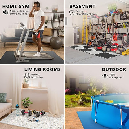 bemaxx Gym Mats Set - 18 pcs EVA Interlocking Foam Floor Tiles (12.6"x12.6"x0.4") 18sqft Protective Gym Flooring Sports Home Workout Exercise Mats Puzzle Garage Fitness Play-Room Garage Pool Treadmill