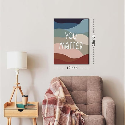 YHCTHT You Matter Canvas Wall Art – Framed Inspirational Positive Affirmation Wall Decor, Motivational Painting Artwork Prints for Bedroom, Home Office, or Meditation Room – 12x16in