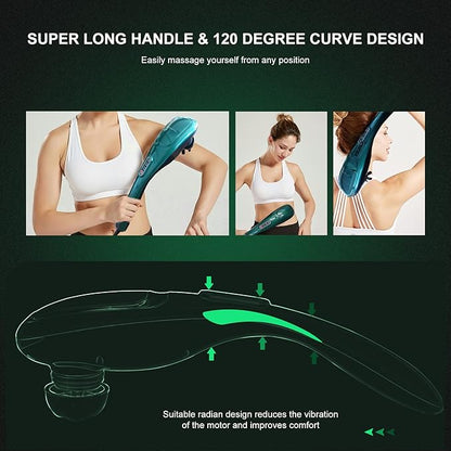 Handheld Back Massager | Deep Tissue Percussion Massage for Back, Neck, Shoulders, Waist and Legs (dark green)