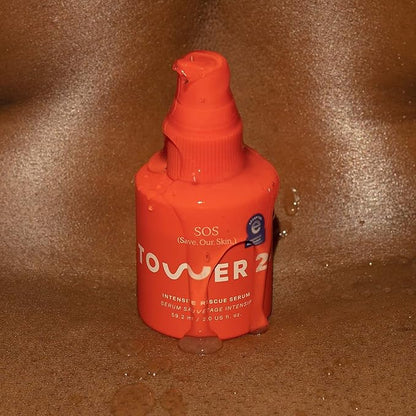 Tower 28 SOS Intensive Rescue Serum for Sensitive Skin, Hypochlorous Acid Skin Care, Helps Reduce Face Redness, Safe for All Skin Types, 2 FL Oz
