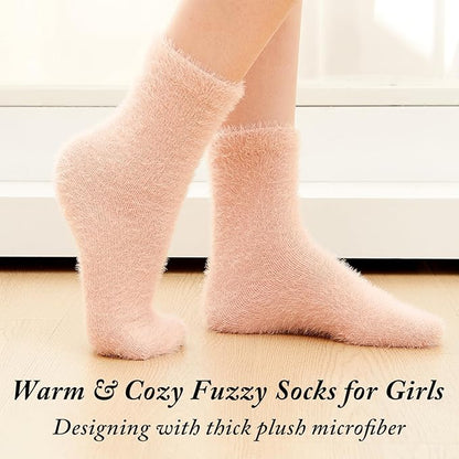 Geyoga 6 Pairs Fuzzy Socks for Women Cozy Fluffy Slipper Socks Mink Velvet Soft Winter Warm Sleeping Christmas Gifts