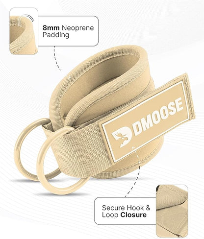 DMoose Fitness Ankle Straps for Cable Machines - One Size Fit with Premium Padding, Glute Kickback Ankle Strap for Women & Men, Cable Attachments for Gym, Booty Workouts, Leg Extension & Hip Abductors
