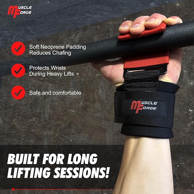 Weight Lifting Hooks for Men & Women - Heavy Duty Lifting Wrist Straps with Hook Grips for Weightlifting - Gym Grips for Weight Lifting, Pull Ups & Deadlift Support