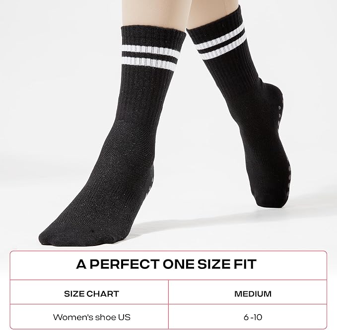 CoolMate Pilates Socks with Grips for Women, Yoga Socks, Crew Non Slip Women for Workout, Barre, Pilates Gifts