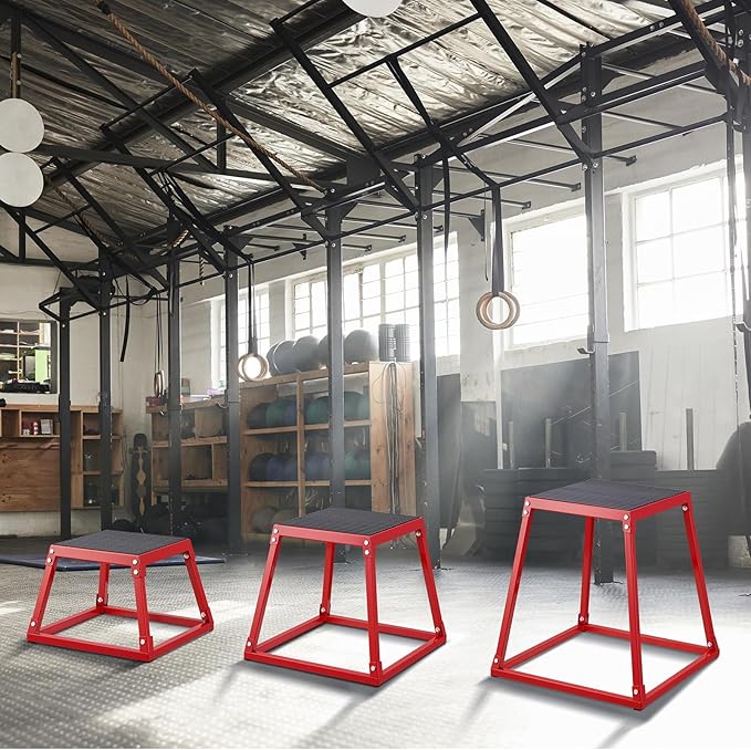 VEVOR Plyometric Jump Box, 18 Inch Plyo Box, Steel Plyometric Platform and Jumping Agility Box, Anti-Slip Fitness Exercise Step Up Box for Home Gym Training, Conditioning Strength Training