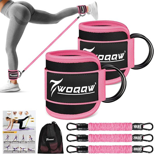 Ankle Resistance Bands with Cuffs, Leg and Glutes Workout Equipment, Resistance Bands with Ankle Straps for Cable Machine Kickbacks, Booty Workouts, Lower Body Exercises - Home Gym Exercise Equipment