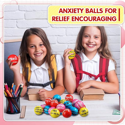 Liliful 48 Pieces Motivational Stress Balls Bulk for Adults Fidget Toys End of The Year Gifts Inspirational Squeeze Balls Employee Appreciation Gift Adult Goodie Bag 2. 2 Inch(Bright Colors)