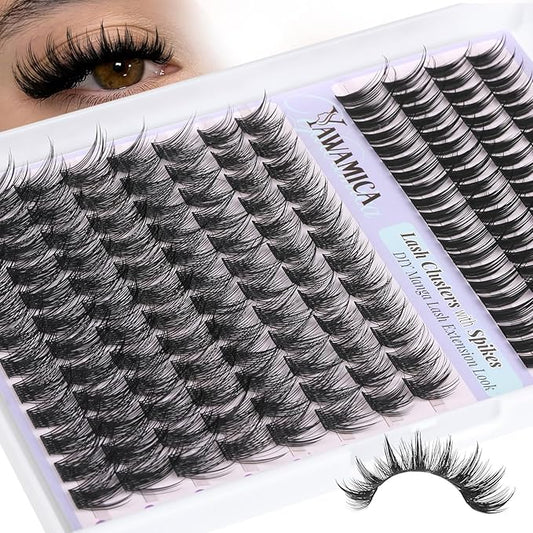 Lash Clusters Manga Eyelash Clusters Wispy Cluster Lashes with Spikes D Curl Cluster Eyelash Extensions 10-16mm Individual Lashes with 13-19mm Spikes Lashes DIY Anime Lash Extension Look by Yawamica