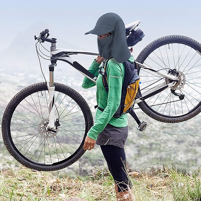 Foldable Sun Cap, Fishing Hats, UPF 50+ Protection Caps with Face Mask Neck Flap