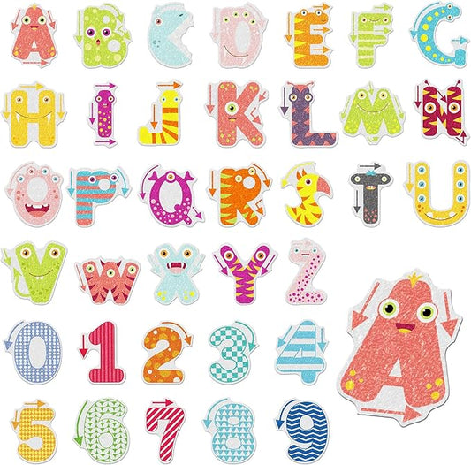 36 Pcs Anxiety Sensory Stickers Mental Health Stickers Fidget Textured Strips Toys Adhesive Tactile Calm Relief Items for Adults Desk School Counselor Classroom(Letters and Number)