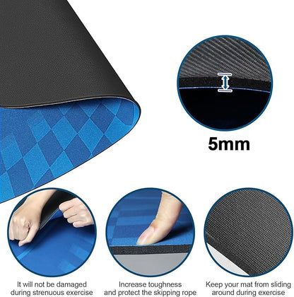 Jump Rope Mat Outdoor Indoor, Oval 52'' x 36'' Non-slip Fitness Exercise Mat, 5mm Shock Absorption Extra Thick Design, Suitable for Home Gym Floor, Concrete Jump Roping