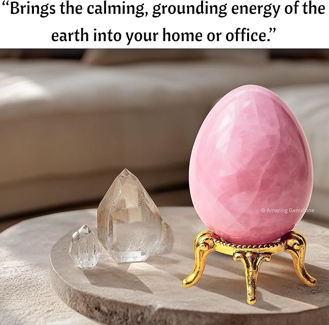 Amazing Gemstone Rose Quartz Crystal Yoni Egg, 2 Inches - Premium Crystals and Healing Stones Yoni Egg for Pelvic Floor Health, Natural Healing Crystal Eggs for Meditation and Stress Relief