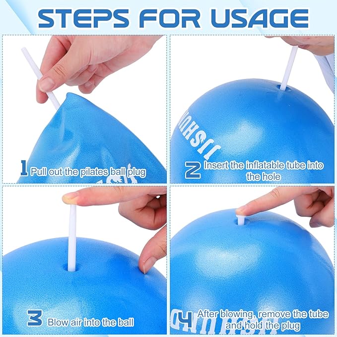 Pilates Ball, 9 Inch Small Exercise Mini Soft Workout Yoga Ball with Exercise Guide, for Home Gym Yoga, Pilates, Core Training, Workout, Balance, Stability