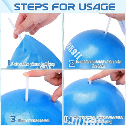 Pilates Ball, 9 Inch Small Exercise Mini Soft Workout Yoga Ball with Exercise Guide, for Home Gym Yoga, Pilates, Core Training, Workout, Balance, Stability