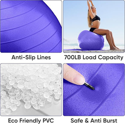 APEXUP Yoga Ball Exercise Ball Anti Slip Heavy Duty for Fitness, Balance & Core Workout