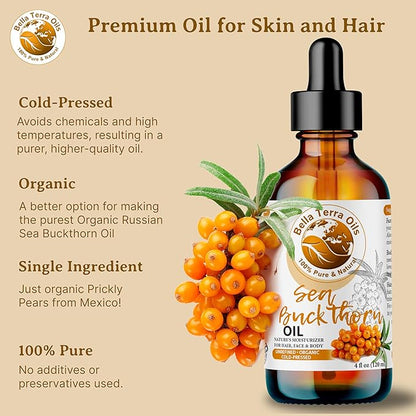 Bella Terra Oils Pure Sea Buckthorn Oil – 1gallon, Enhances Hair and Skin Appearance, Rich in Nutrients, Non-Greasy, Quick Absorbing