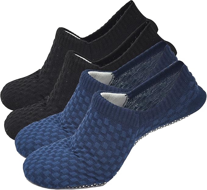 Anti Skid Non Slip Slipper Socks Men Grippy Socks Woman Yoga Pilates Barre Hospital Old Age | 2 Pairs, L/XL/XXL