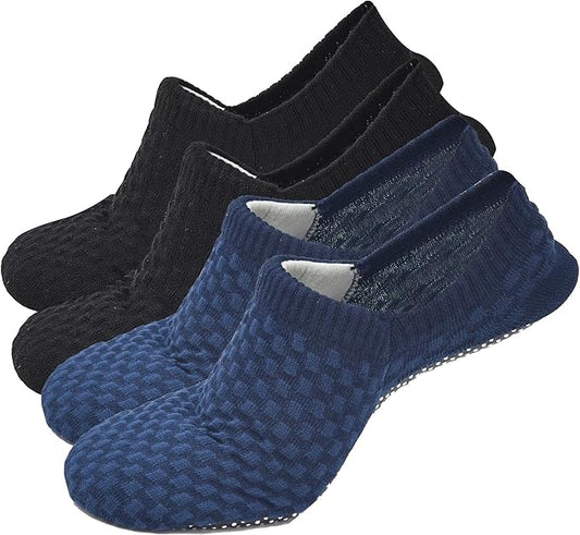 Anti Skid Non Slip Slipper Socks Men Grippy Socks Woman Yoga Pilates Barre Hospital Old Age | 2 Pairs, L/XL/XXL