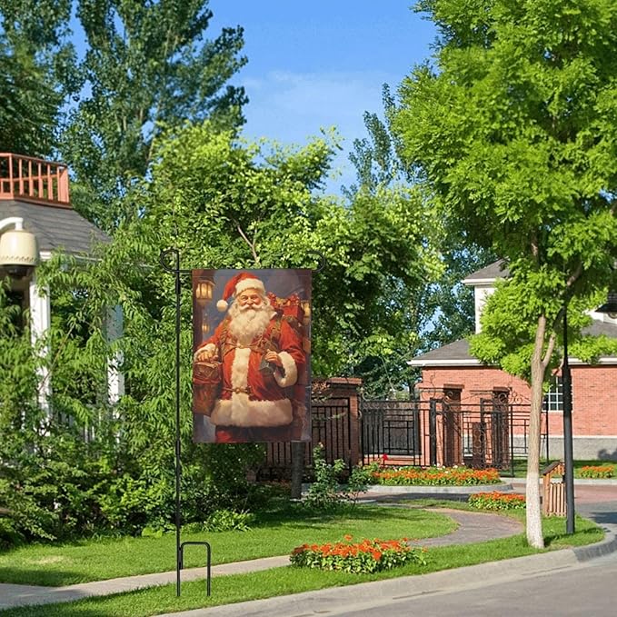Santa Claus Garden Flag 12x18 In Double Sided Yard Flags Lawn Sign Decor No Flagstand