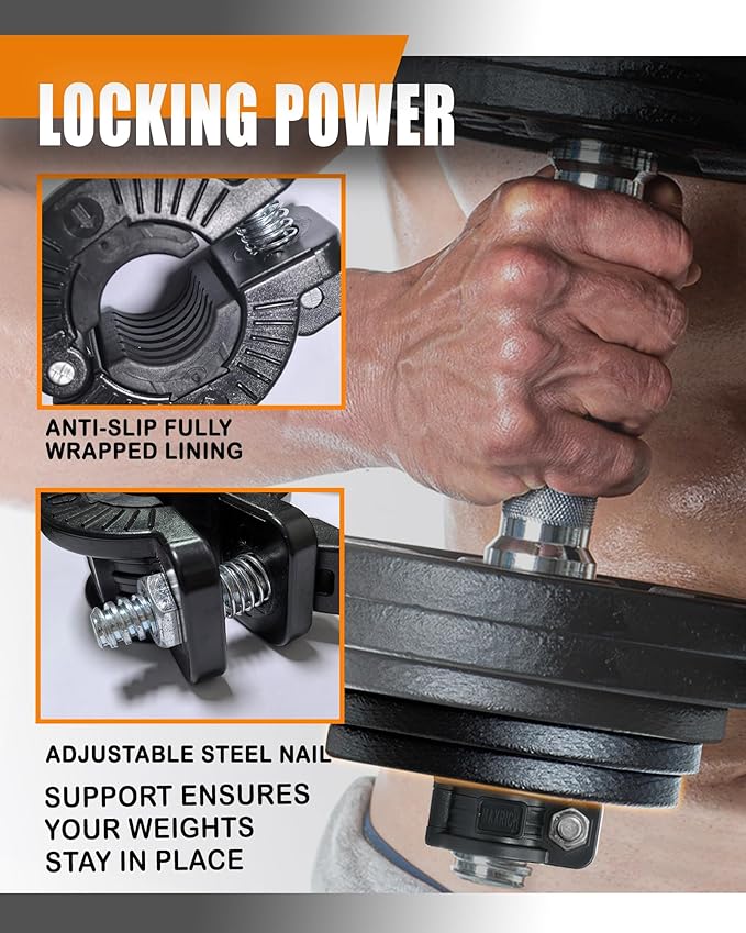 MAXRICH T Barbell Clamp 1 inch Multiple Sizes & Adjustable Weight Clips for Barbell Quick Release Barbell Clips|Barbell Collar Bar Locks for Weight Lifting (Black)