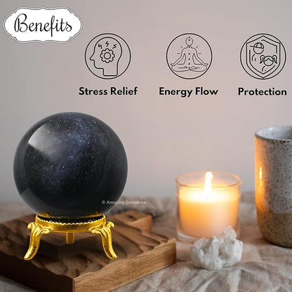 Amazing Gemstone Blue Aventurine Crystal Ball with Stand - 2" Inches Crystal Sphere Meditation Balls for Witchcraft and Decorative Balls